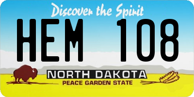 ND license plate HEM108