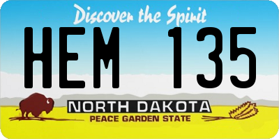 ND license plate HEM135