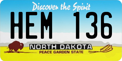 ND license plate HEM136