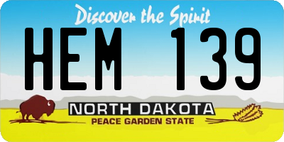 ND license plate HEM139