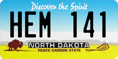 ND license plate HEM141