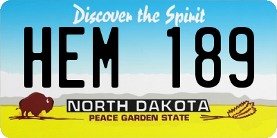 ND license plate HEM189