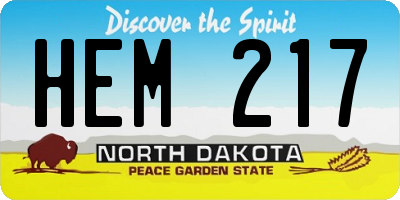 ND license plate HEM217