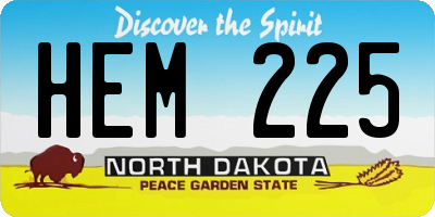 ND license plate HEM225
