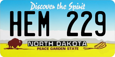 ND license plate HEM229