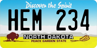 ND license plate HEM234