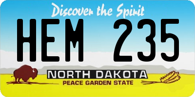 ND license plate HEM235