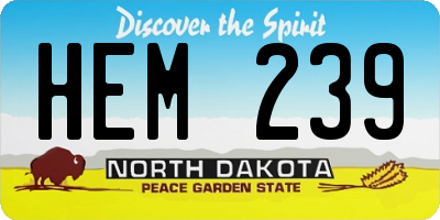 ND license plate HEM239