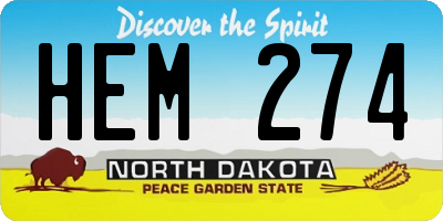 ND license plate HEM274