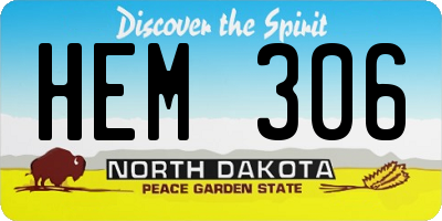 ND license plate HEM306