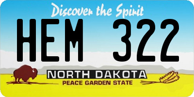 ND license plate HEM322