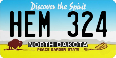 ND license plate HEM324