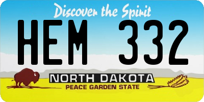 ND license plate HEM332