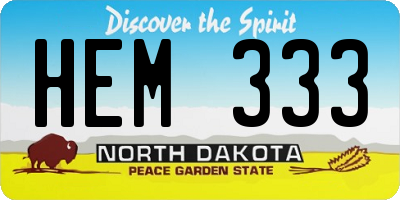 ND license plate HEM333