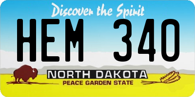 ND license plate HEM340
