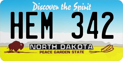 ND license plate HEM342