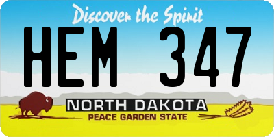 ND license plate HEM347