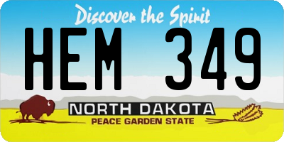 ND license plate HEM349