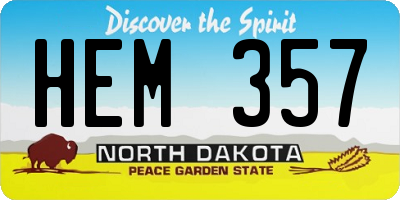 ND license plate HEM357