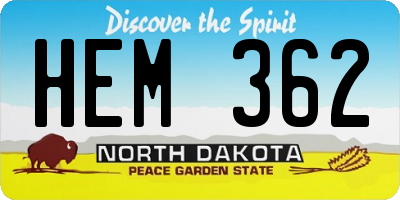 ND license plate HEM362