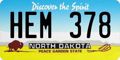 ND license plate HEM378
