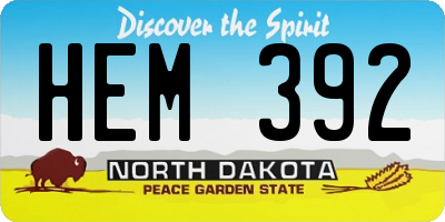 ND license plate HEM392
