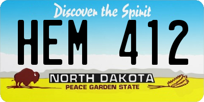 ND license plate HEM412