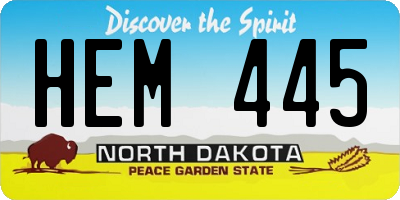 ND license plate HEM445