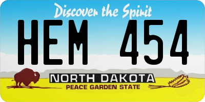 ND license plate HEM454