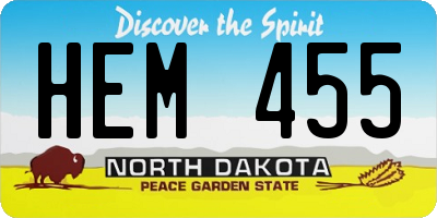 ND license plate HEM455