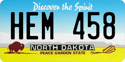 ND license plate HEM458