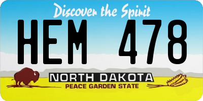 ND license plate HEM478