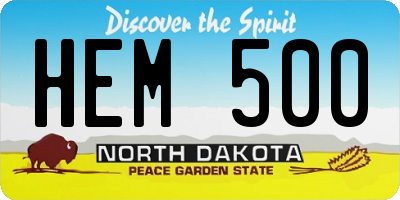 ND license plate HEM500