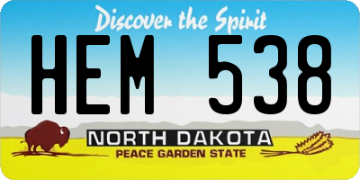ND license plate HEM538