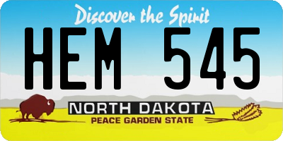 ND license plate HEM545