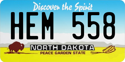 ND license plate HEM558