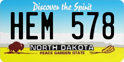 ND license plate HEM578
