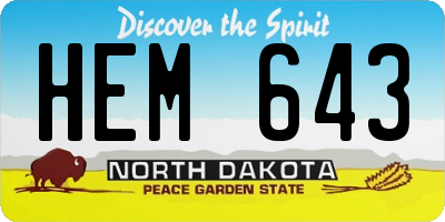 ND license plate HEM643
