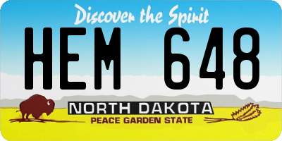 ND license plate HEM648