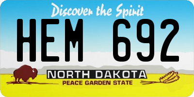 ND license plate HEM692