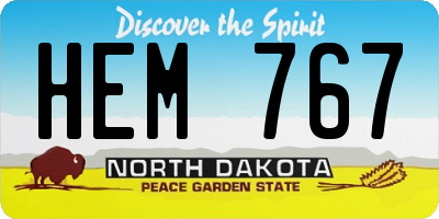 ND license plate HEM767