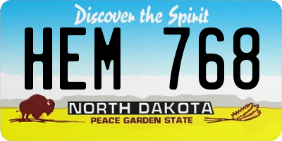 ND license plate HEM768