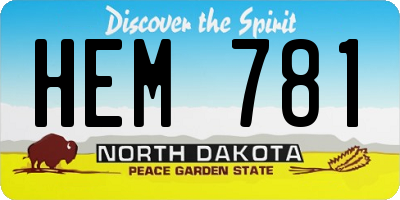 ND license plate HEM781