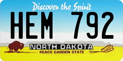 ND license plate HEM792