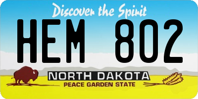 ND license plate HEM802