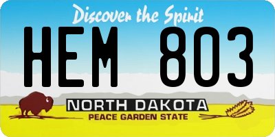 ND license plate HEM803