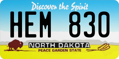 ND license plate HEM830