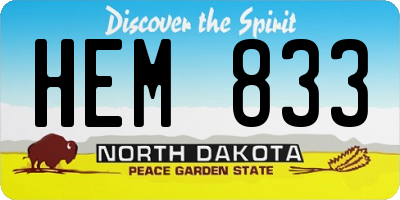 ND license plate HEM833