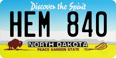 ND license plate HEM840