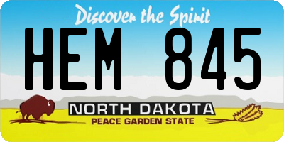 ND license plate HEM845
